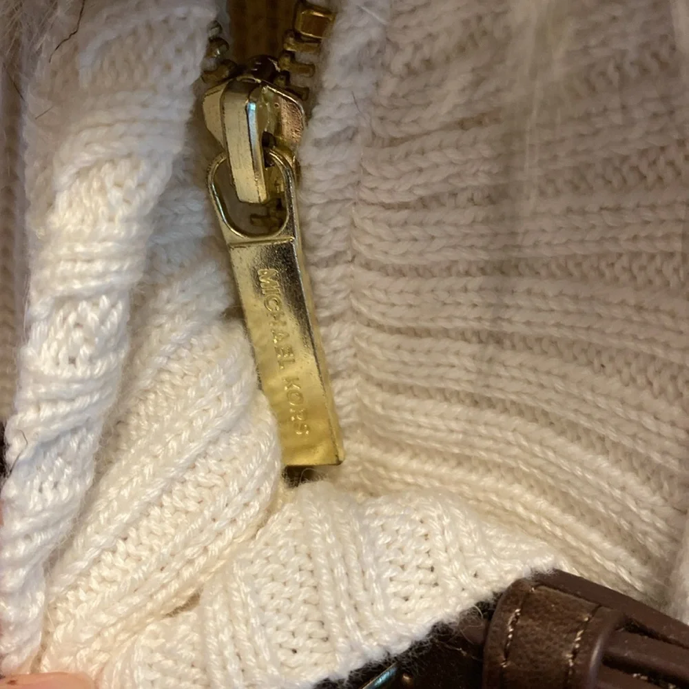 MICHAEL Michael Kors Faux-Fur Buckle/Zip Up Poncho
